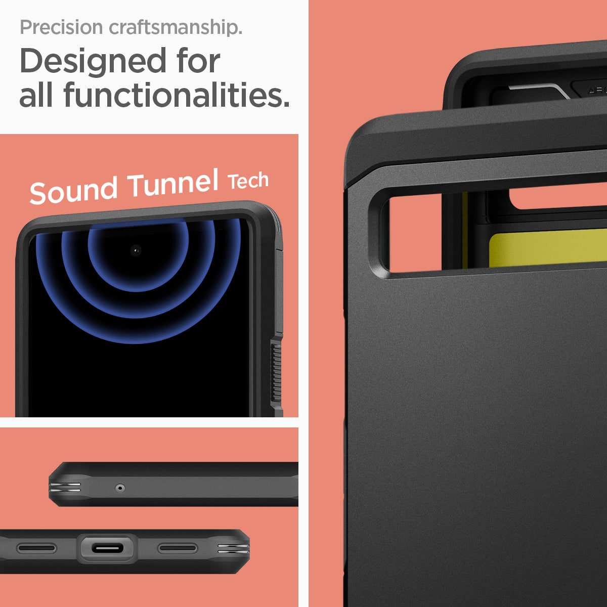 ACS04479 - Pixel 6a Case Tough Armor in black precision craftsmanship. designed for all functionalities. sound tunnel tech.