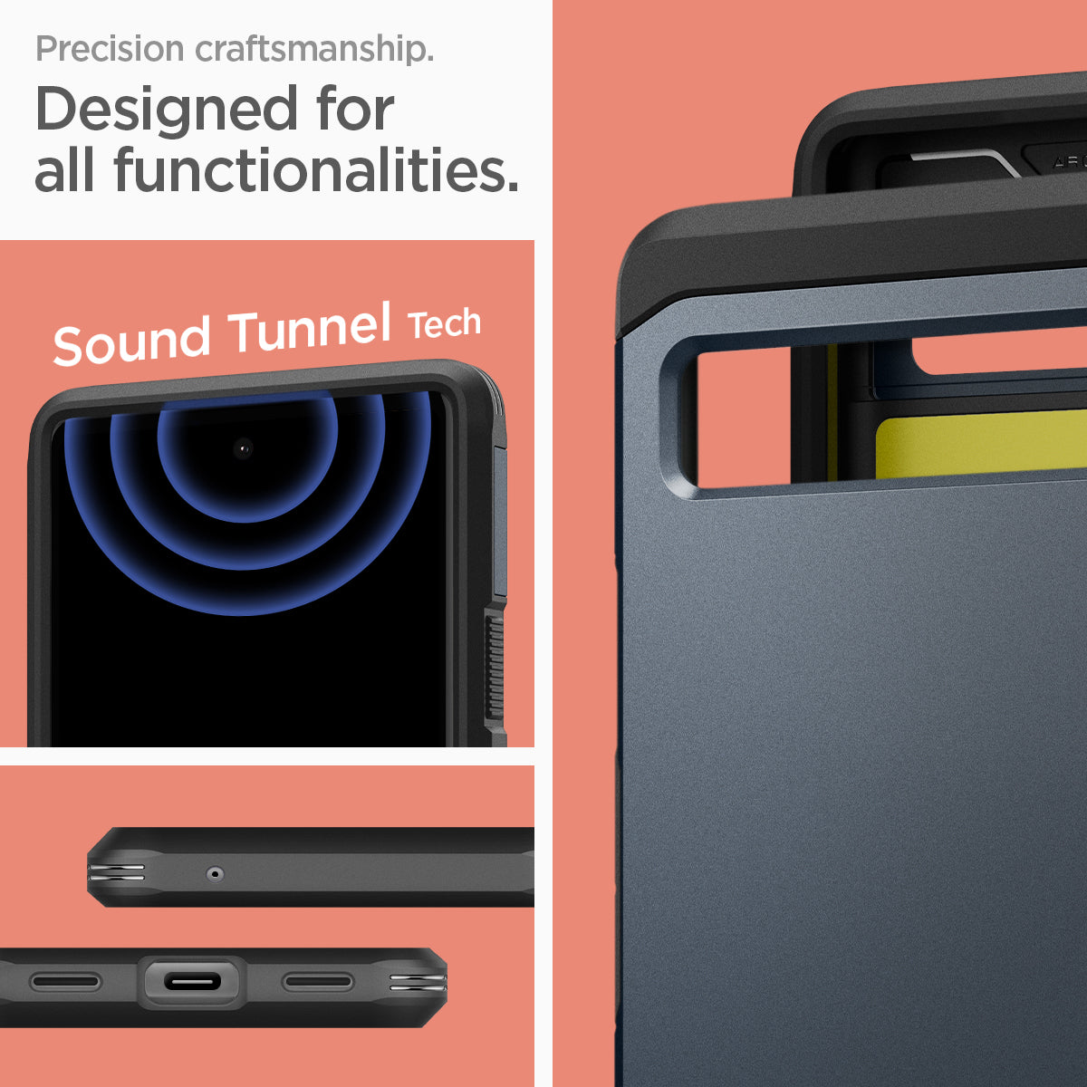 ACS04480 - Pixel 6a Case Tough Armor in metal slate precision craftsmanship. designed for all functionalities. sound tunnel tech.