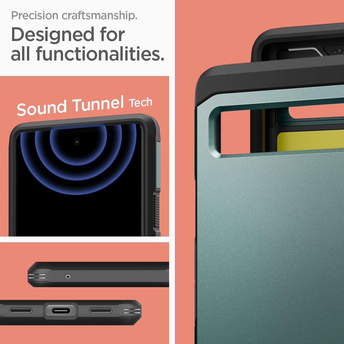 ACS04481 - Pixel 6a Case Tough Armor in midnight green precision craftsmanship. designed for all functionalities. sound tunnel tech.