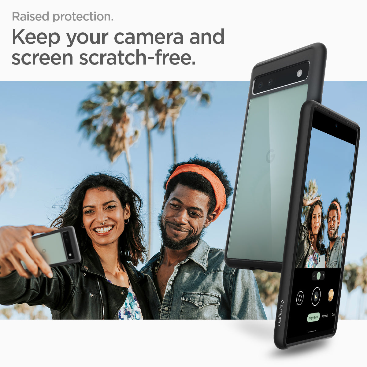 ACS04478 - Pixel 6a Case Ultra Hybrid in matte black  raised protection. keep  your camera and screen scratch free.