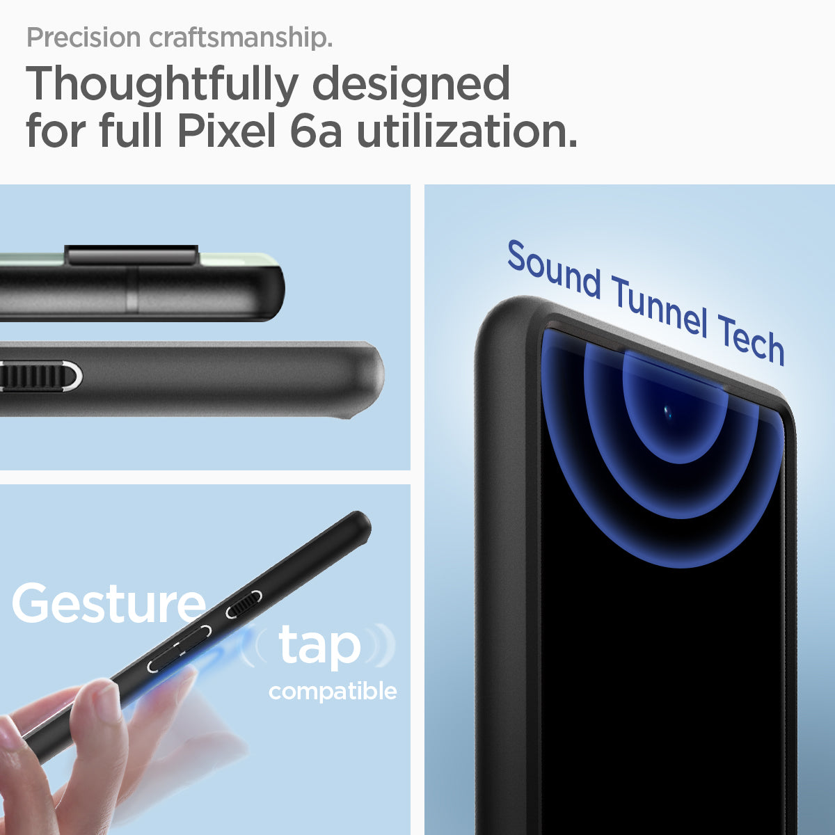 ACS04478 - Pixel 6a Case Ultra Hybrid in matte black precision craftsmanship. Thoughtfully designed for full Pixel 6a utilization.