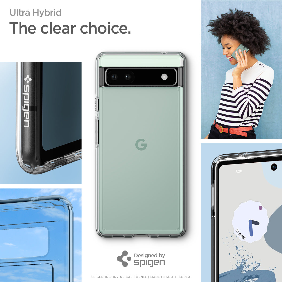 ACS04477 - Pixel 6a Case Ultra Hybrid in crystal clear ultra hybrid. the clear choice.