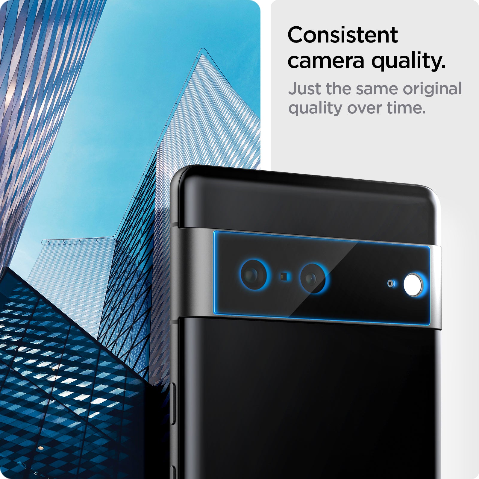 AGL05471 - Pixel 7 Optik Lens Protector in black consistent camera quality. Just the same original quality over time.
