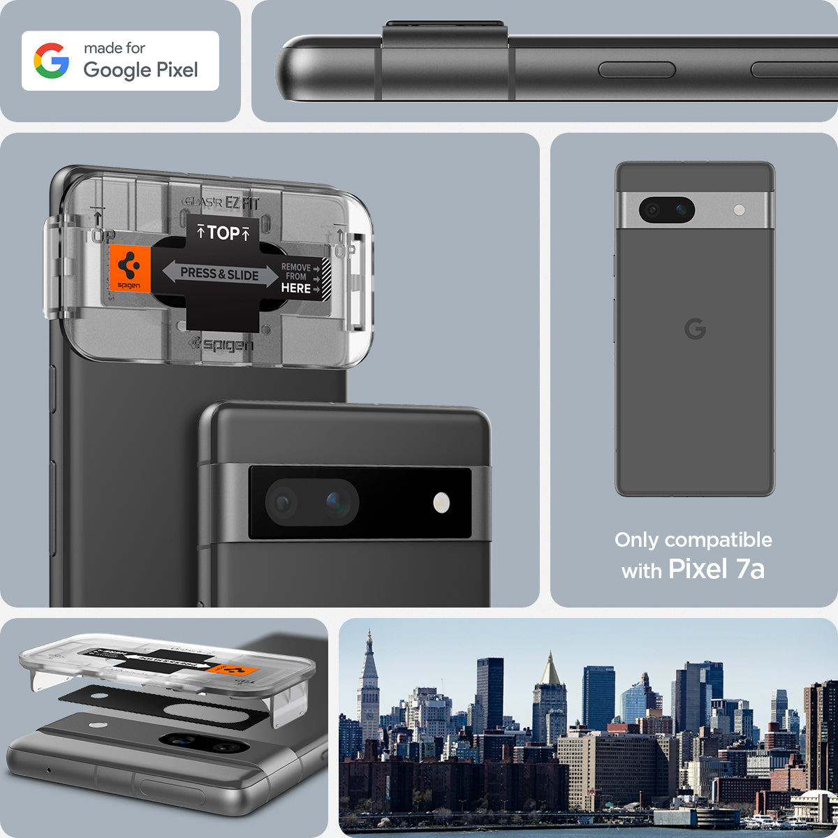 AGL05970 - Pixel 7a Glas.tR EZFit Optik Lens Protector in black made for google.