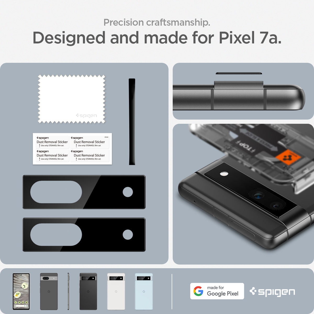 AGL05970 - Pixel 7a Glas.tR EZFit Optik Lens Protector in black precision craftsmanship designed and made for pixel 7a.
