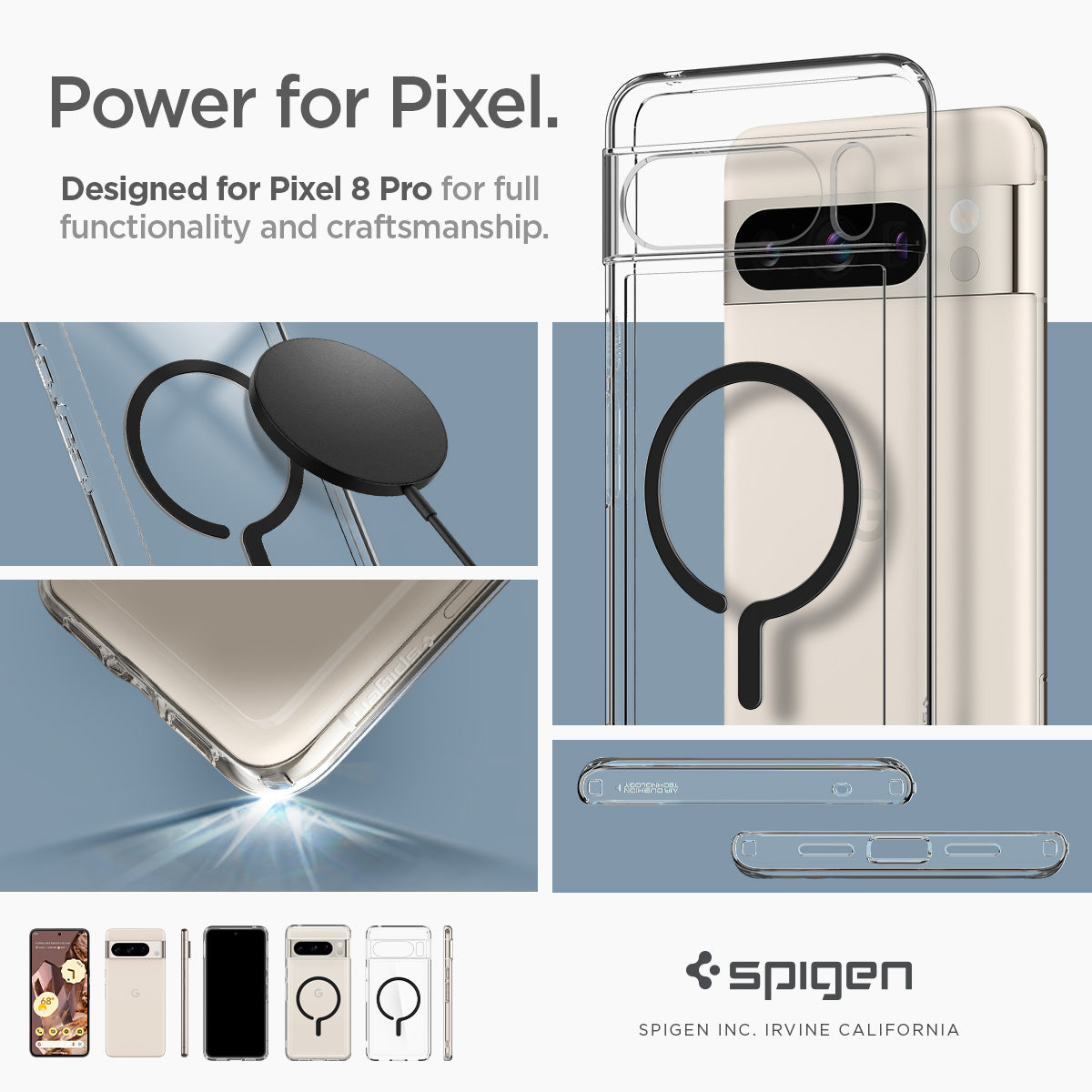 ACS06318 - Pixel 8 Pro Case Ultra Hybrid Metal Ring (MagFit) in black power for pixel designed for pixel 9 pro xl for full functionality and craftsmanship.