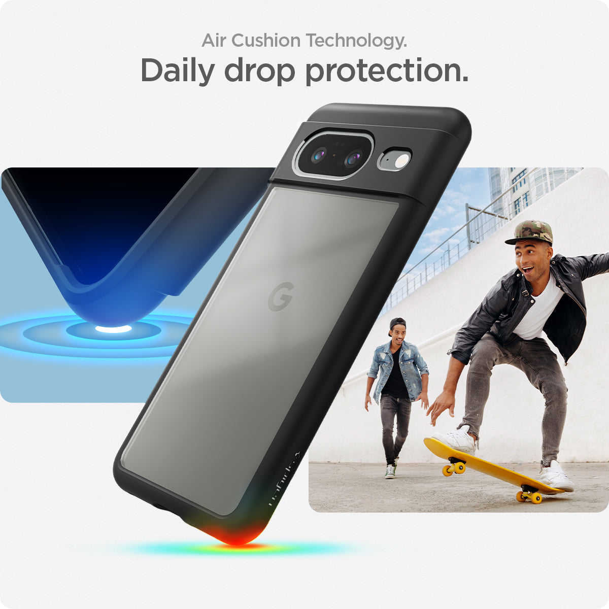 ACS06280 - Pixel 8 Case Ultra Hybrid in matte black air cushion technology daily drop protection.