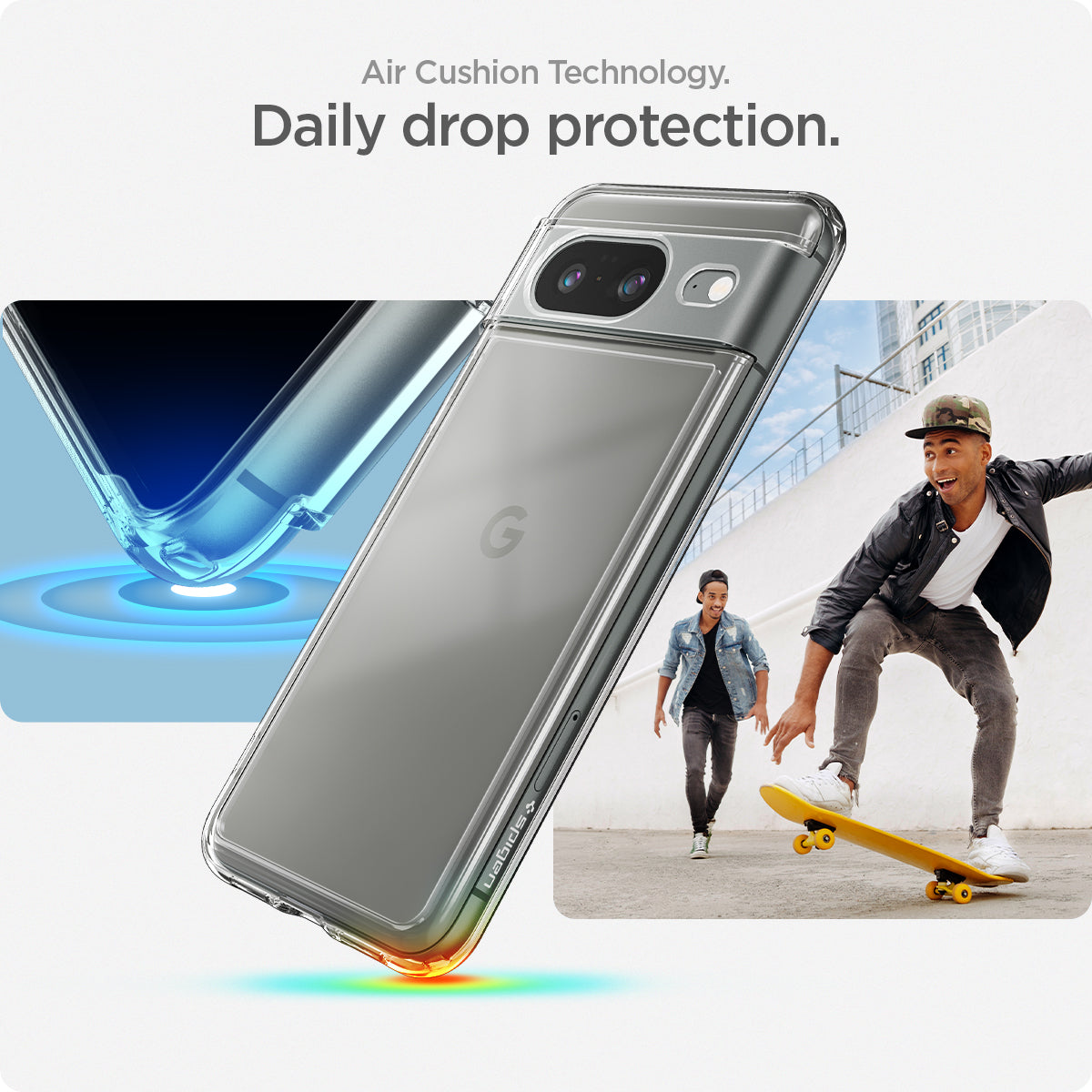 ACS06278 - Pixel 8 Case Ultra Hybrid in crystal clear air cushion technology daily drop protection. air cushion technology daily drop protection.