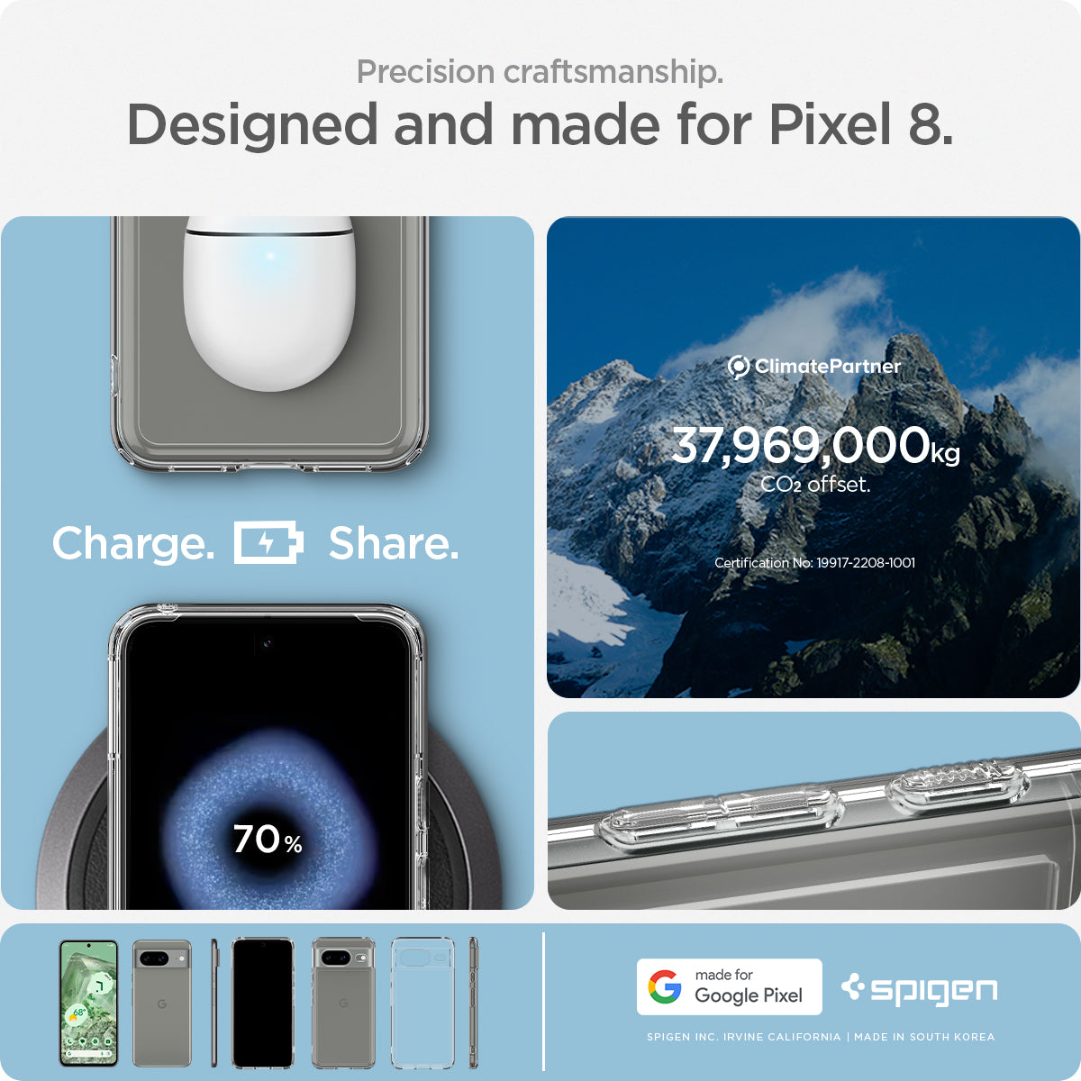 ACS06278 - Pixel 8 Case Ultra Hybrid in crystal clear precise craftsmanship designed and made for pixel 8.