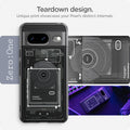 ACS06279 - Pixel 8 Case Ultra Hybrid Zero One showing the unique print showcase your Pixel's distinct internals.  teardown design.