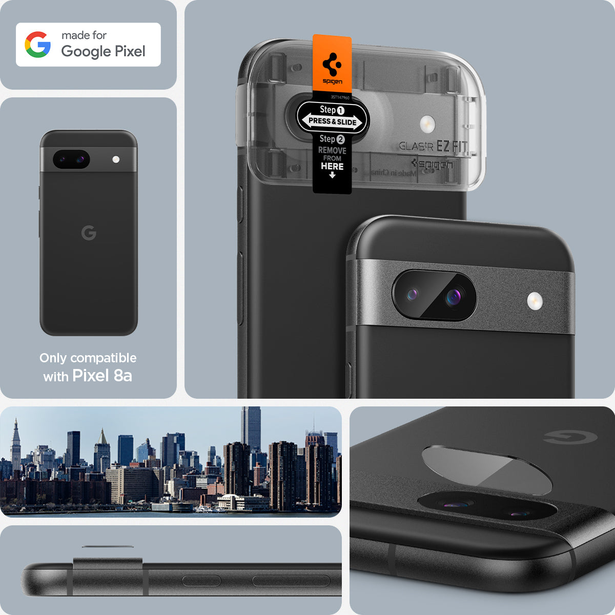 AGL07465 - Pixel 8a Optik EZ Fit Lens Protector in Crystal Clear made for google pixel. only compatible with pixel 8 a.