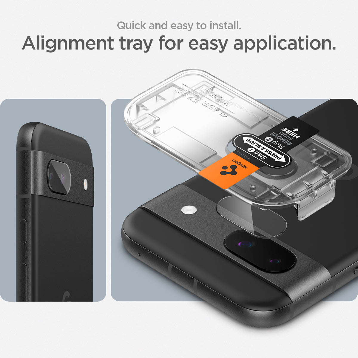 AGL07465 - Pixel 8a Optik EZ Fit Lens Protector in Crystal Clear quick and easy to install. Alignment tray for easy application.