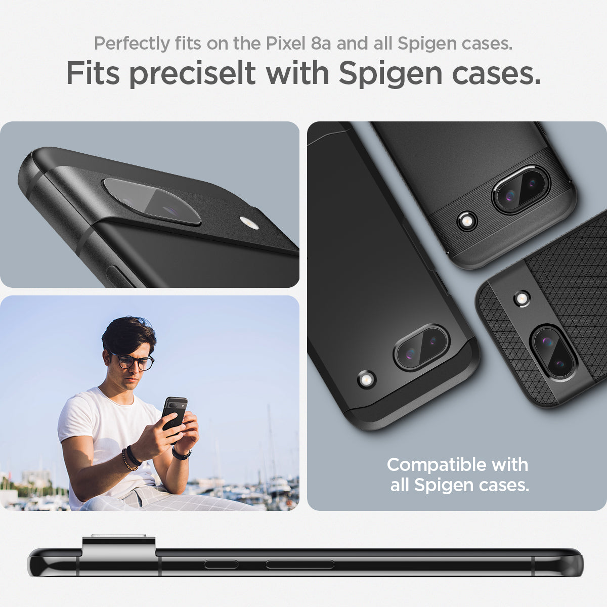AGL07465 - Pixel 8a Optik EZ Fit Lens Protector in Crystal Clear perfectly fits on the pixel 8a and all spigen cases. fits preciselt with spigen cases.