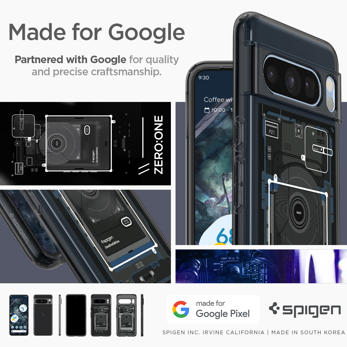 ACS06316 - Pixel 8 Pro Case Ultra Hybrid Zero One made for google partnered with google for quality and precise craftsmanship.