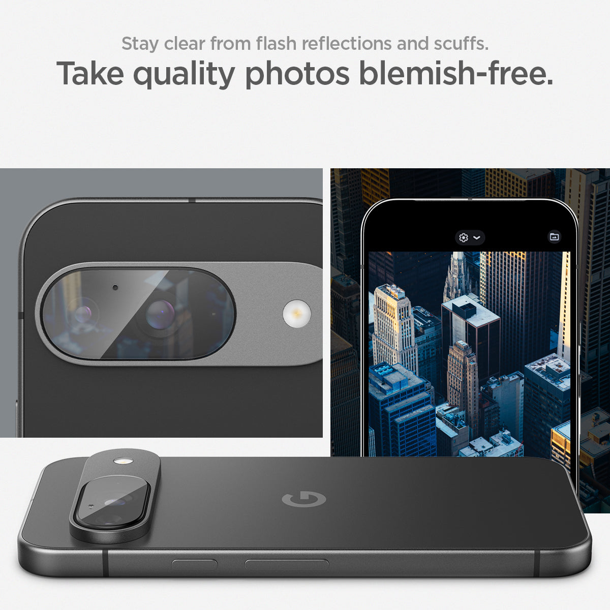 AGL08443 - Pixel 9 Case Optik EZ Fit Lens Protector in Crystal Clear stay clear from flash reflections and scuffs. take quality photos blemish free.