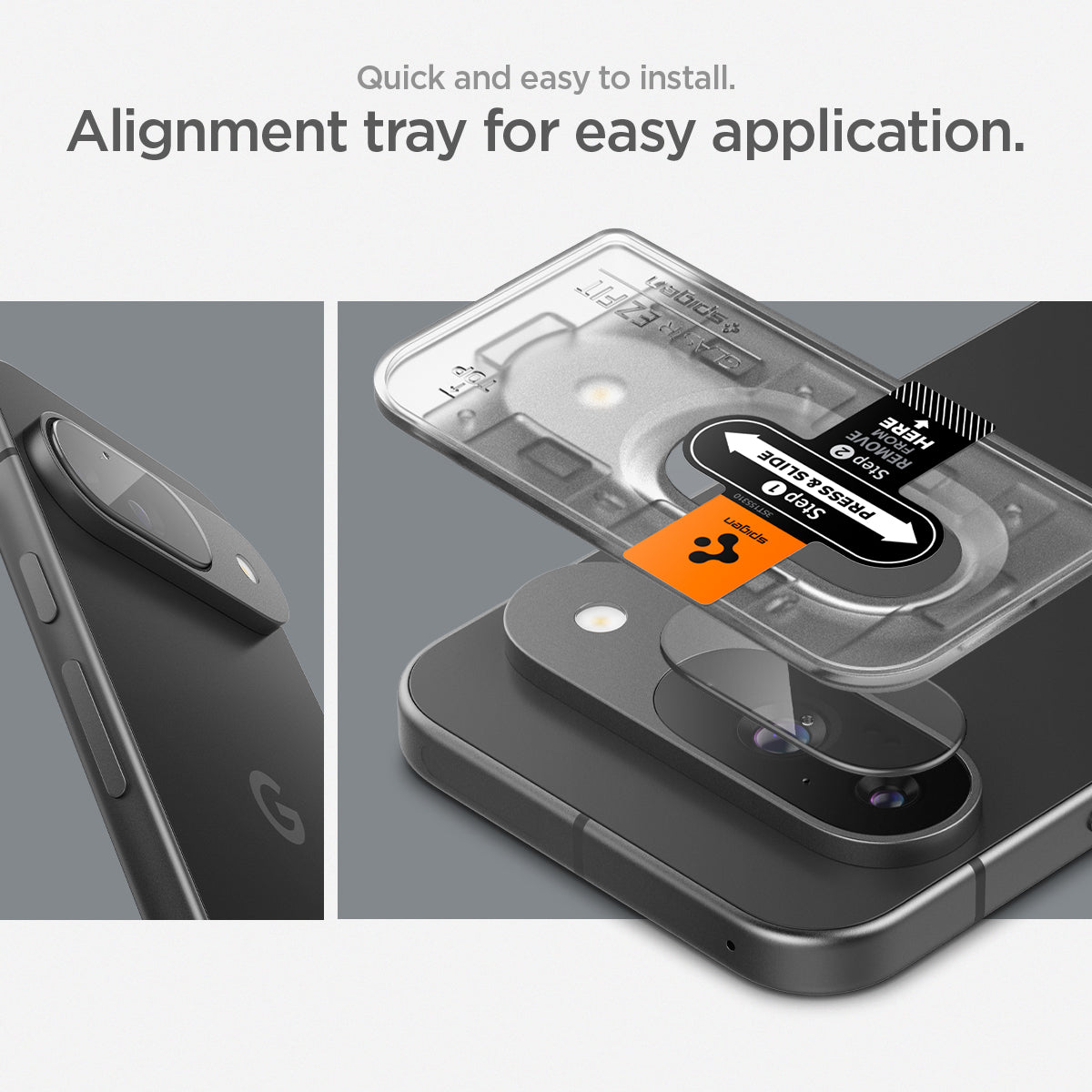 AGL08443 - Pixel 9 Case Optik EZ Fit Lens Protector in Crystal Clear quick and easy to install. Alignment tray for easy application.