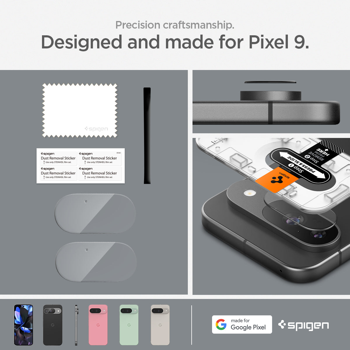 AGL08443 - Pixel 9 Case Optik EZ Fit Lens Protector in Crystal Clear made for google. Precision craftmanship designed and made for pixel 9.