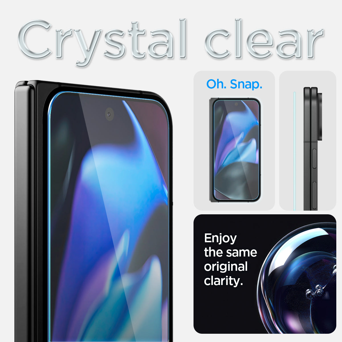 AGL09106 - Pixel 9 Pro Fold GLAS.tR EZ Fit in Clear showing the crystal clear. Enjoy the same original clarity.