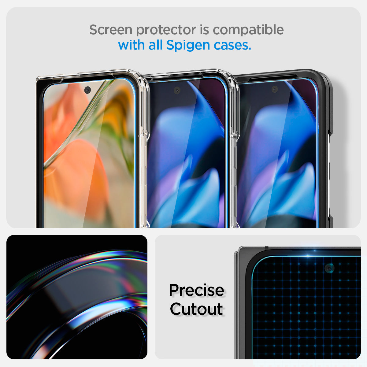 AGL09106 - Pixel 9 Pro Fold GLAS.tR EZ Fit in Clear screen protector is compatible with all spigen cases. precise cutout.