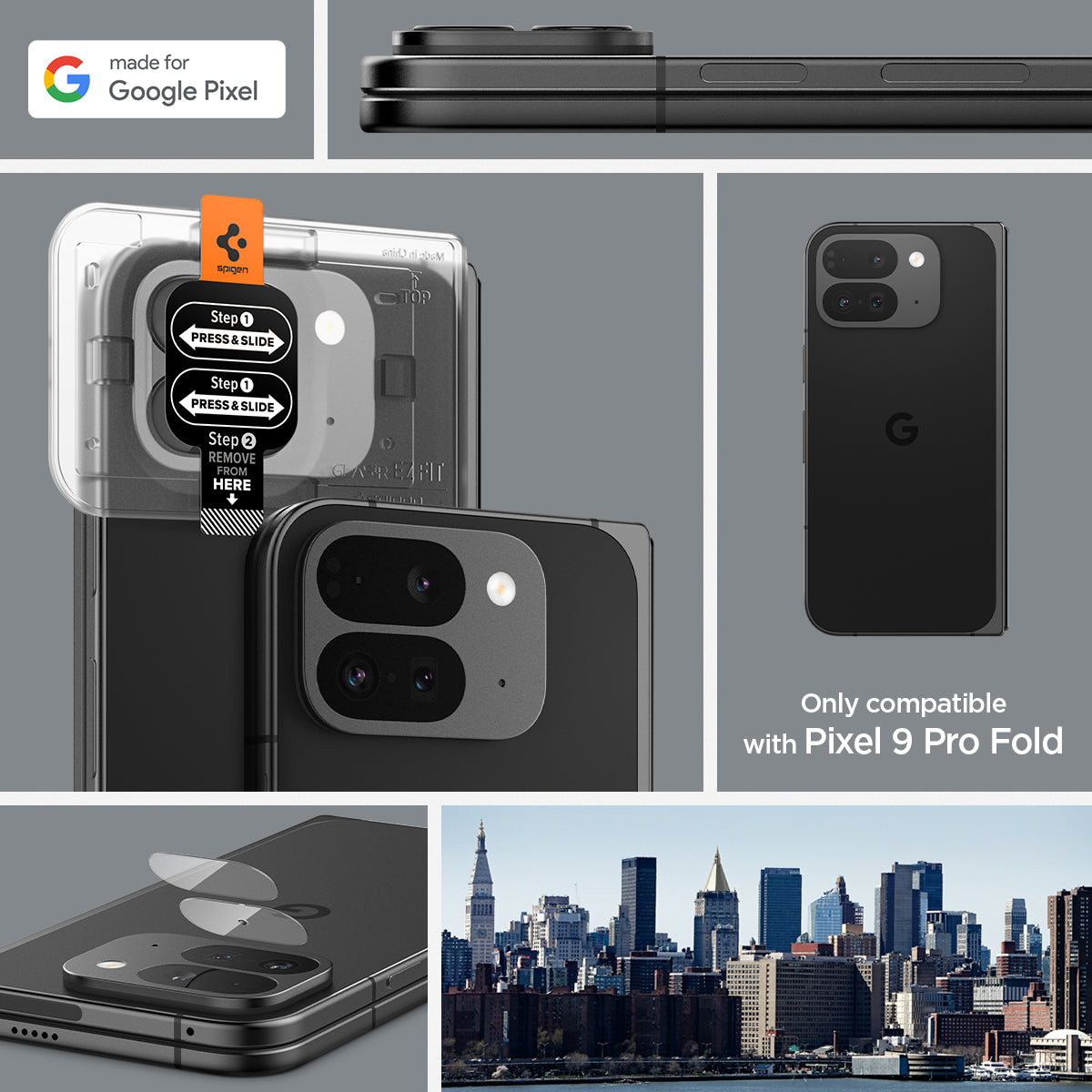 AGL09107 - Pixel 9 Pro Fold Optik EZ Fit Lens Protector in Crystal Clear made for google pixel. only compatible with pixel 9 pro fold.