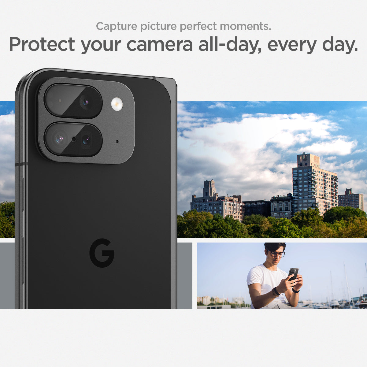 AGL09107 - Pixel 9 Pro Fold Optik EZ Fit Lens Protector in Crystal Clear capture picture perfect moments. protect your camera all day every day.