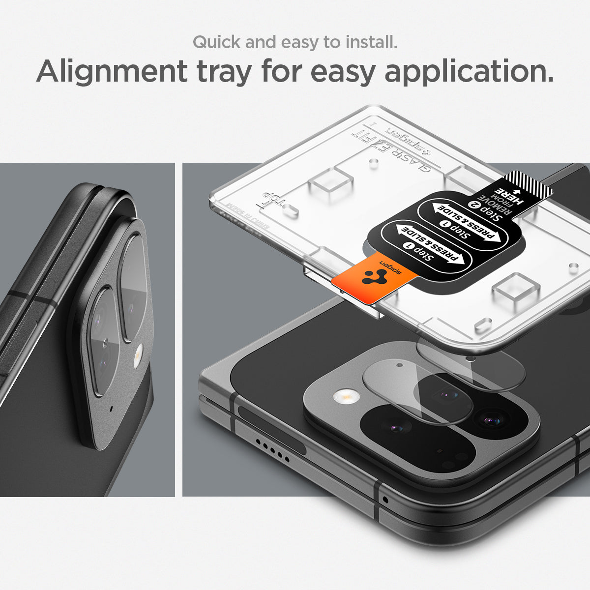 AGL09107 - Pixel 9 Pro Fold Optik EZ Fit Lens Protector in Crystal Clear quick and easy to install. Alignment tray for easy application.