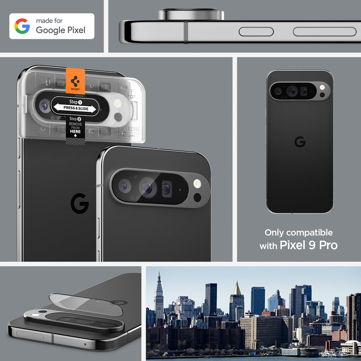 AGL08444 - Pixel 9 Pro Case Optik EZ Fit Lens Protector in Crystal Clear made for google pixel. only compatible with pixel 9 pro.