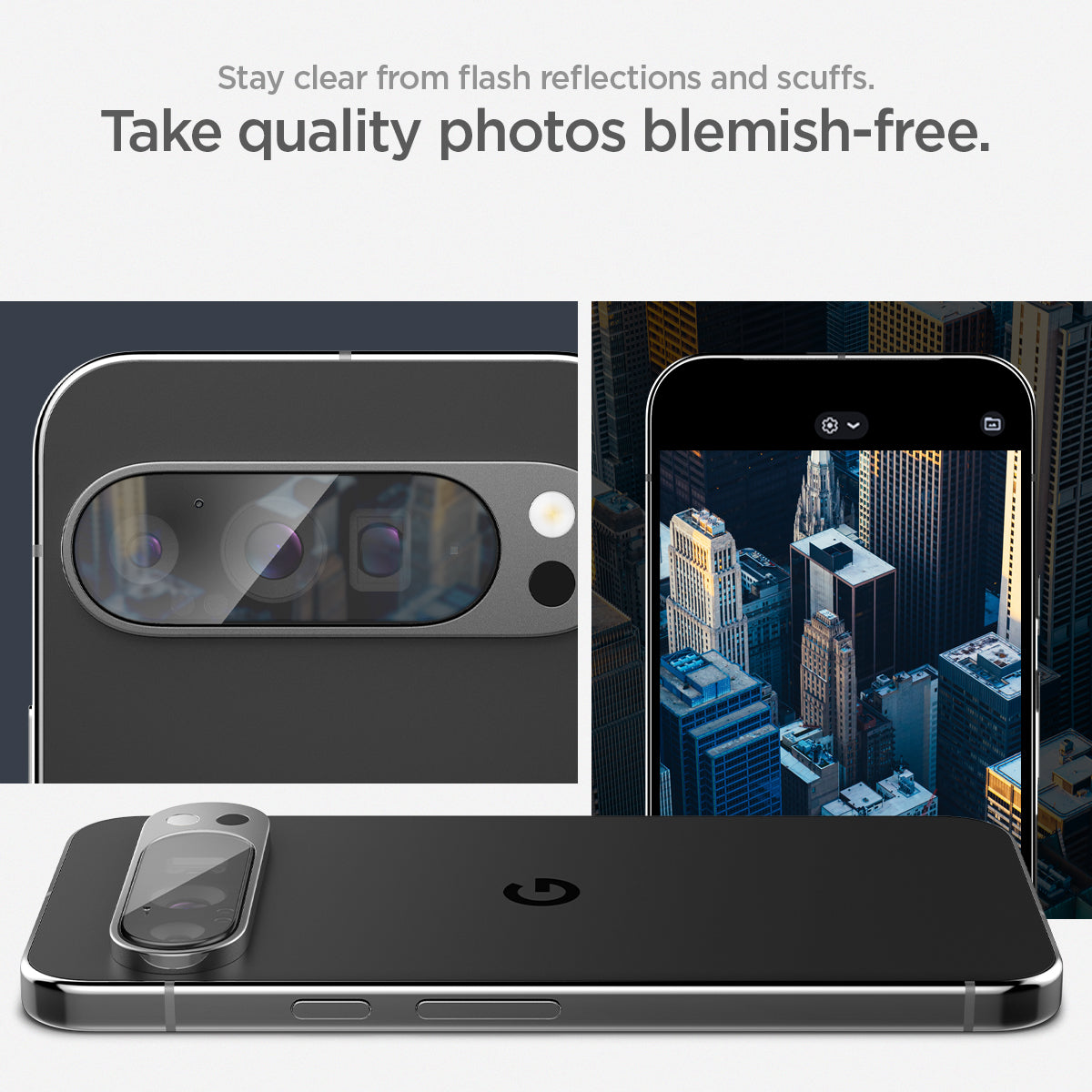 AGL08444 - Pixel 9 Pro Case Optik EZ Fit Lens Protector in Crystal Clear stay clear from flash reflections and scuffs. take quality photos blemish free.