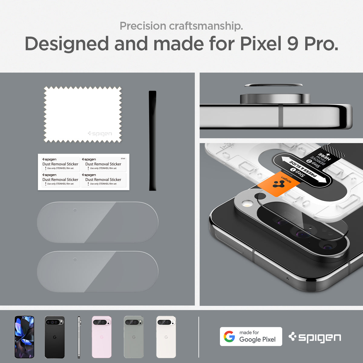 AGL08444 - Pixel 9 Pro Case Optik EZ Fit Lens Protector in Crystal Clear made for google. Precision craftmanship designed and made for pixel 9 pro.