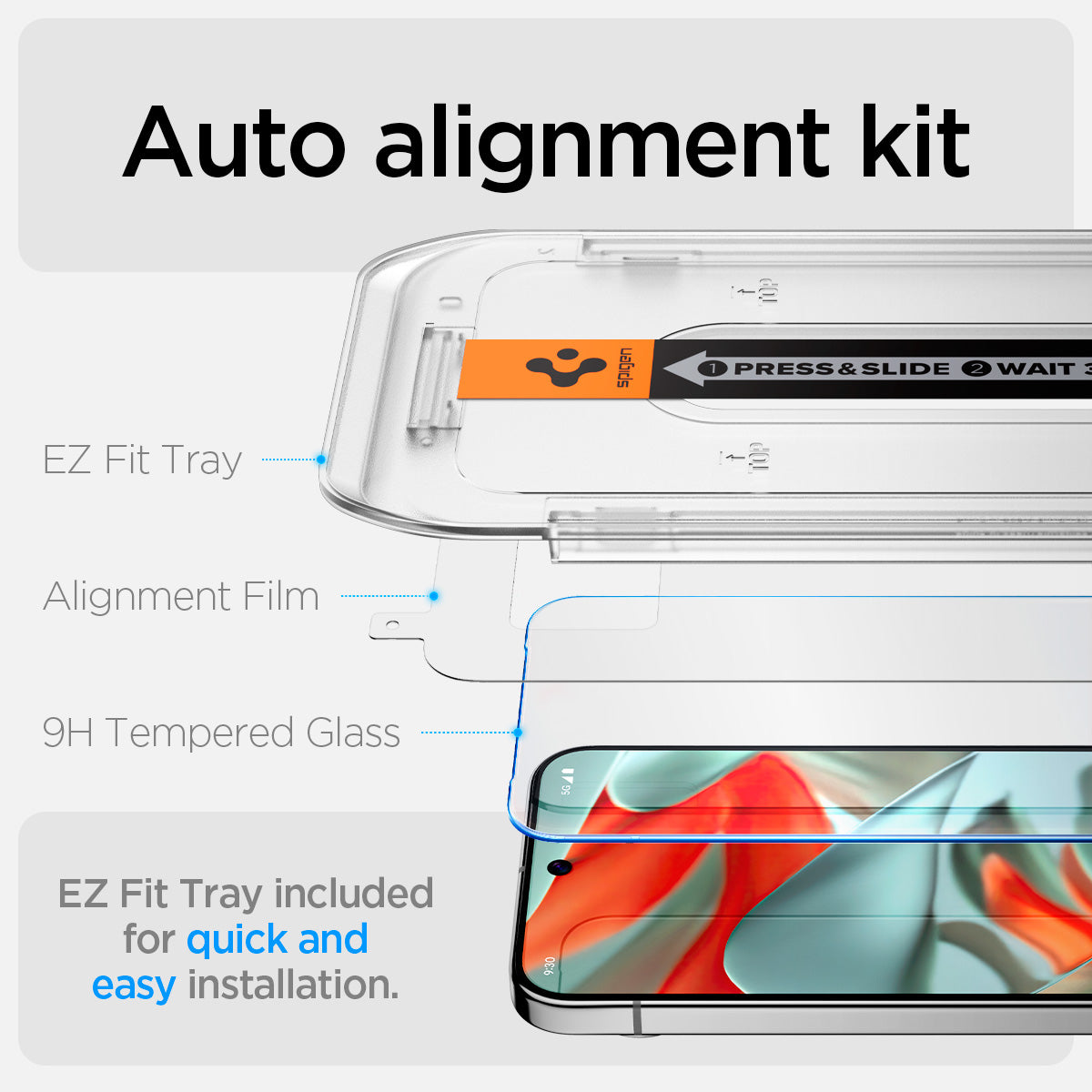 AGL08445 - Pixel 9 Pro XL GLAS.tR EZ Fit in Clear  ez fit tray alignment film 9h tempered glass. EZ fit tray included for quick and easy installation.