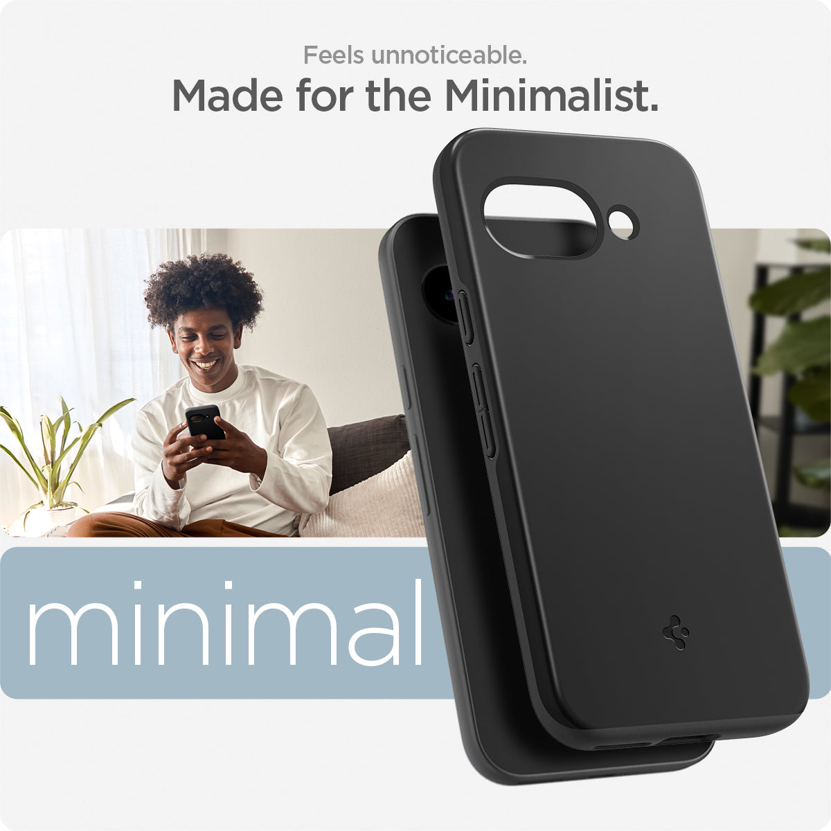 ACS09037 - Pixel 9a Case Thin Fit (MagFit) in Black showing the unnoticeable feeling. Made for the minimalist