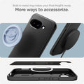 ACS09037 - Pixel 9a Case Thin Fit (MagFit) in Black showing the built-in metal ring that makes your Pixel MagFit ready. More ways to accessorize