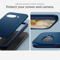 ACS09038 - Pixel 9a Case Thin Fit (MagFit) in Navy Blue showing the lifted surface to prevent surface scratches. Protect your screen and camera