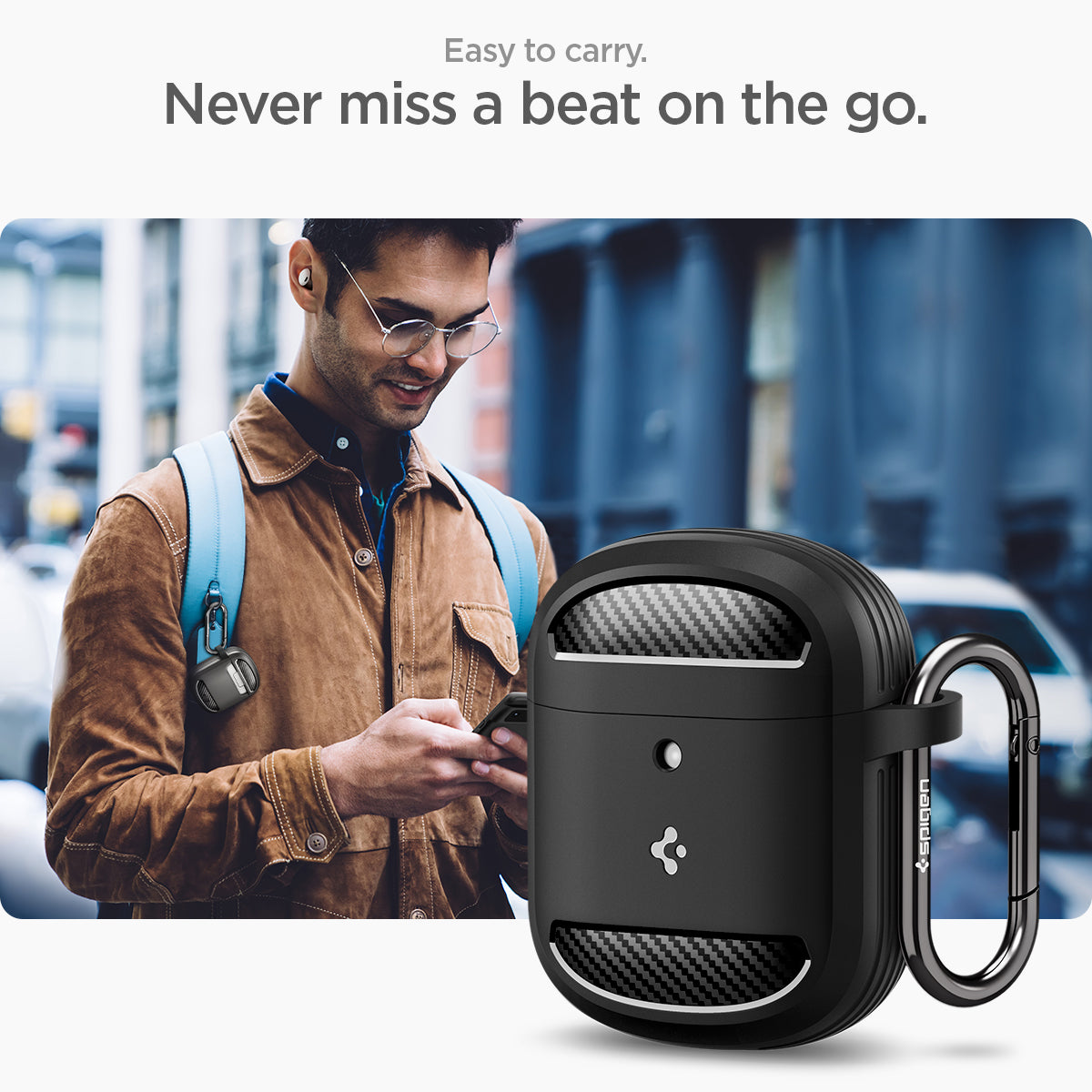 ACS05133 - Pixel Buds Pro Case Rugged Armor in matte black easy to carry. never miss a beat on the go.