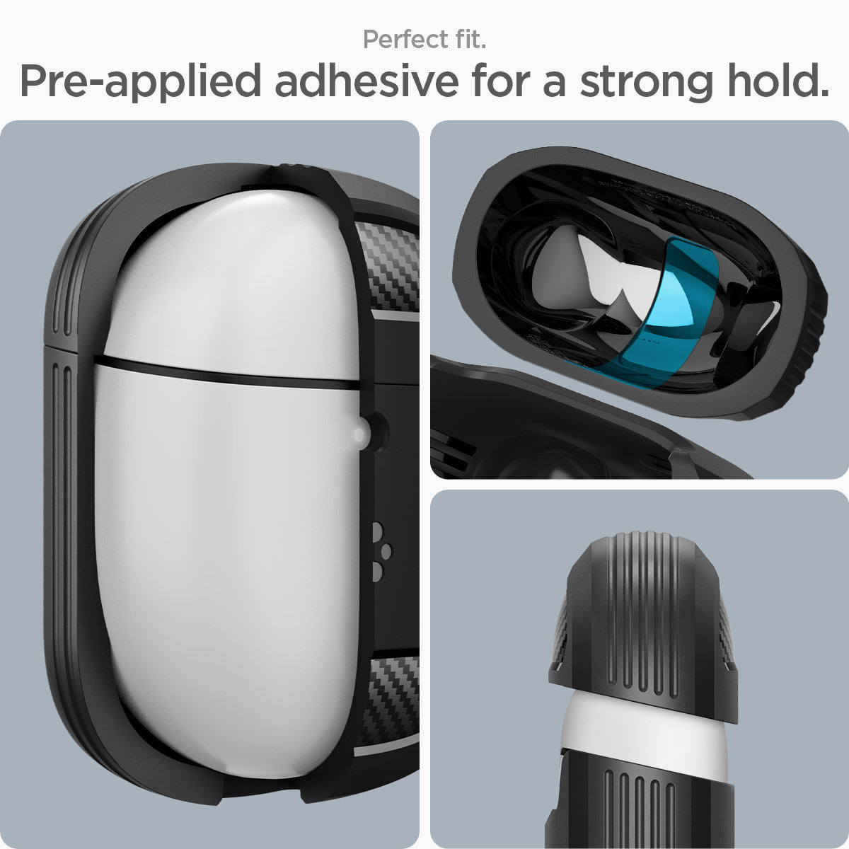 ACS05133 - Pixel Buds Pro Case Rugged Armor in matte black perfect fit. pre applied adhesive for a strong hold.