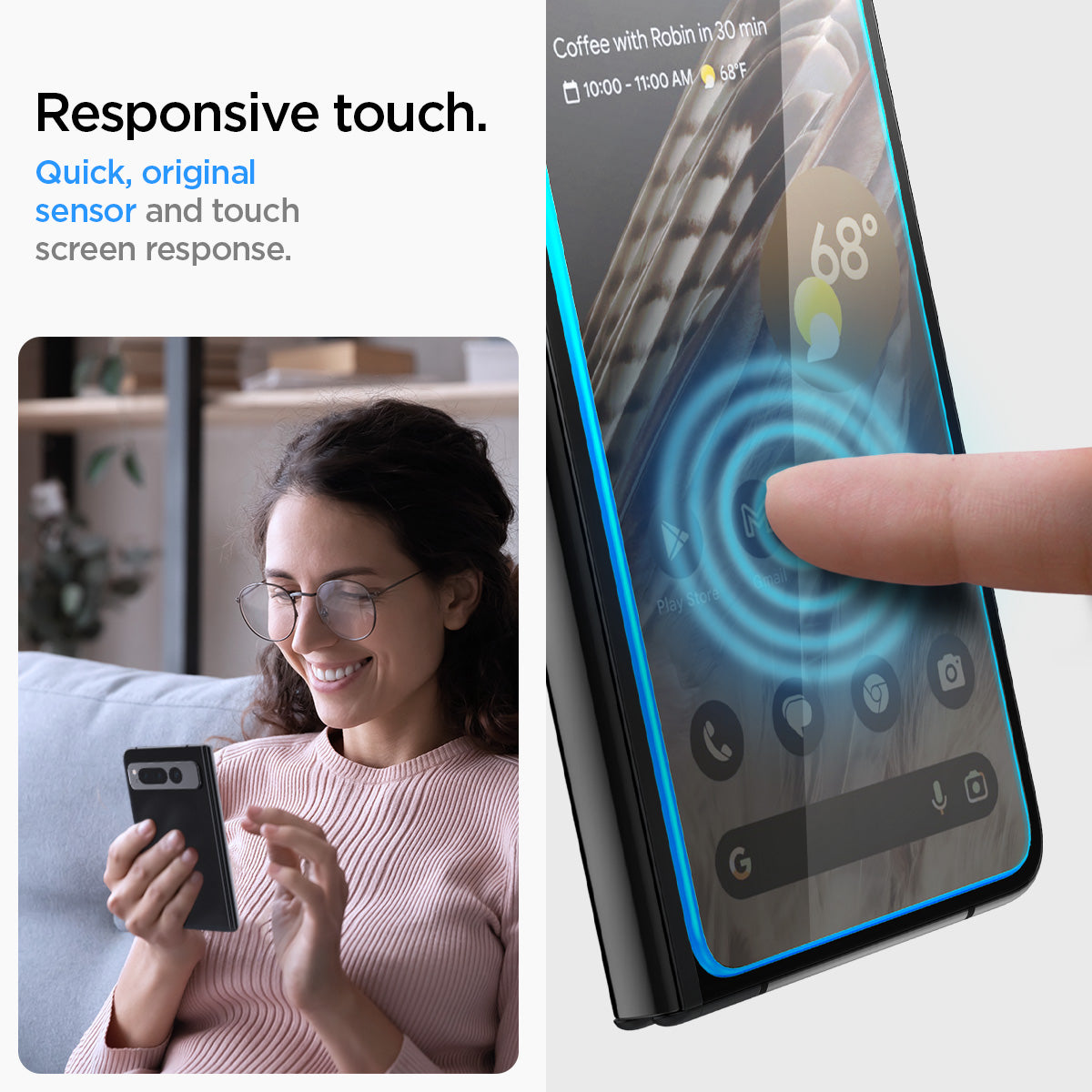 AGL06207 - Google Pixel Fold Optik EZ Fit Lens Protector responsive touch quick, original sensor and touch screen response