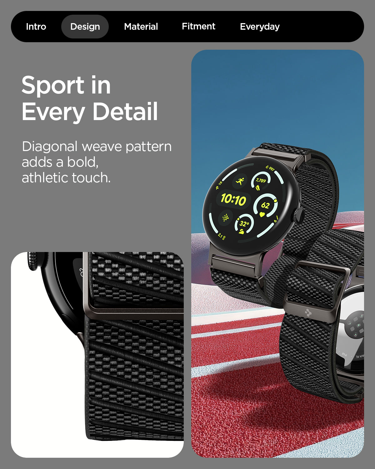 AMP11421 - Pixel Watch 5 (45mm) Lite Fit X Black showing sport in every detail