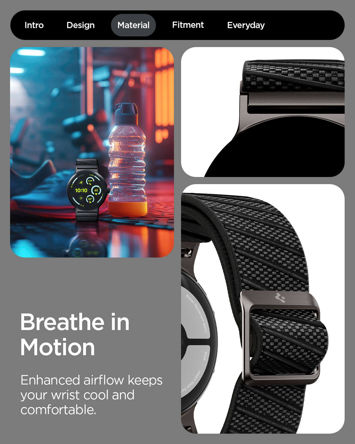 AMP11421 - Pixel Watch 5 (45mm) Lite Fit X Black showing breathe in motion