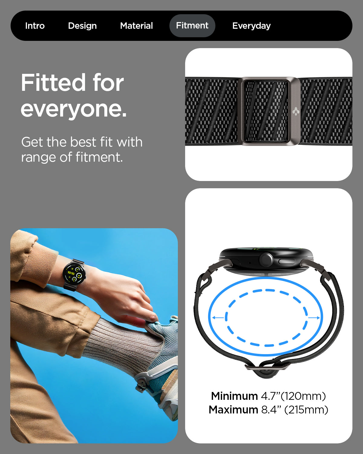 AMP11420 - Pixel Watch 5 (41mm) Lite Fit X Black showing the fitted for everyone