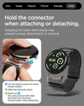 AMP11421 - Pixel Watch 5 (45mm) Lite Fit X Black showing the hold the connector when attaching or detaching