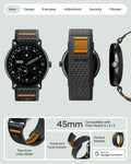 AMP11747 - Pixel Watch 5 (45mm) Athlex Air Active Black Orange multiple product angles showcase the overall design and secure attachment system.