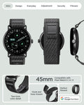 AMP11749 - Pixel Watch 5 (45mm) Athlex Air Active Black Gray multiple product angles showcase the overall design and secure attachment system.