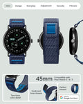 AMP11748 - Pixel Watch 5 (45mm)  Athlex Air Active Navy Blue multiple product angles showcase the overall design and secure attachment system.
