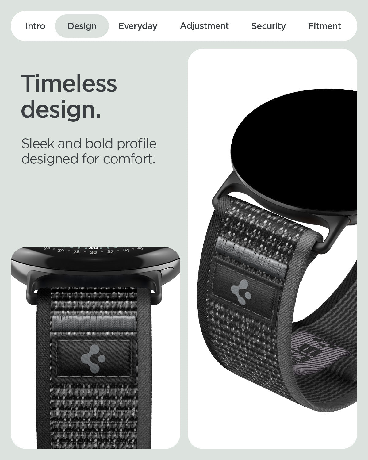 AMP11749 - Pixel Watch 5 (45mm) Athlex Air Active Black Gray close-up view highlighting the woven texture, durable construction, and premium finish.