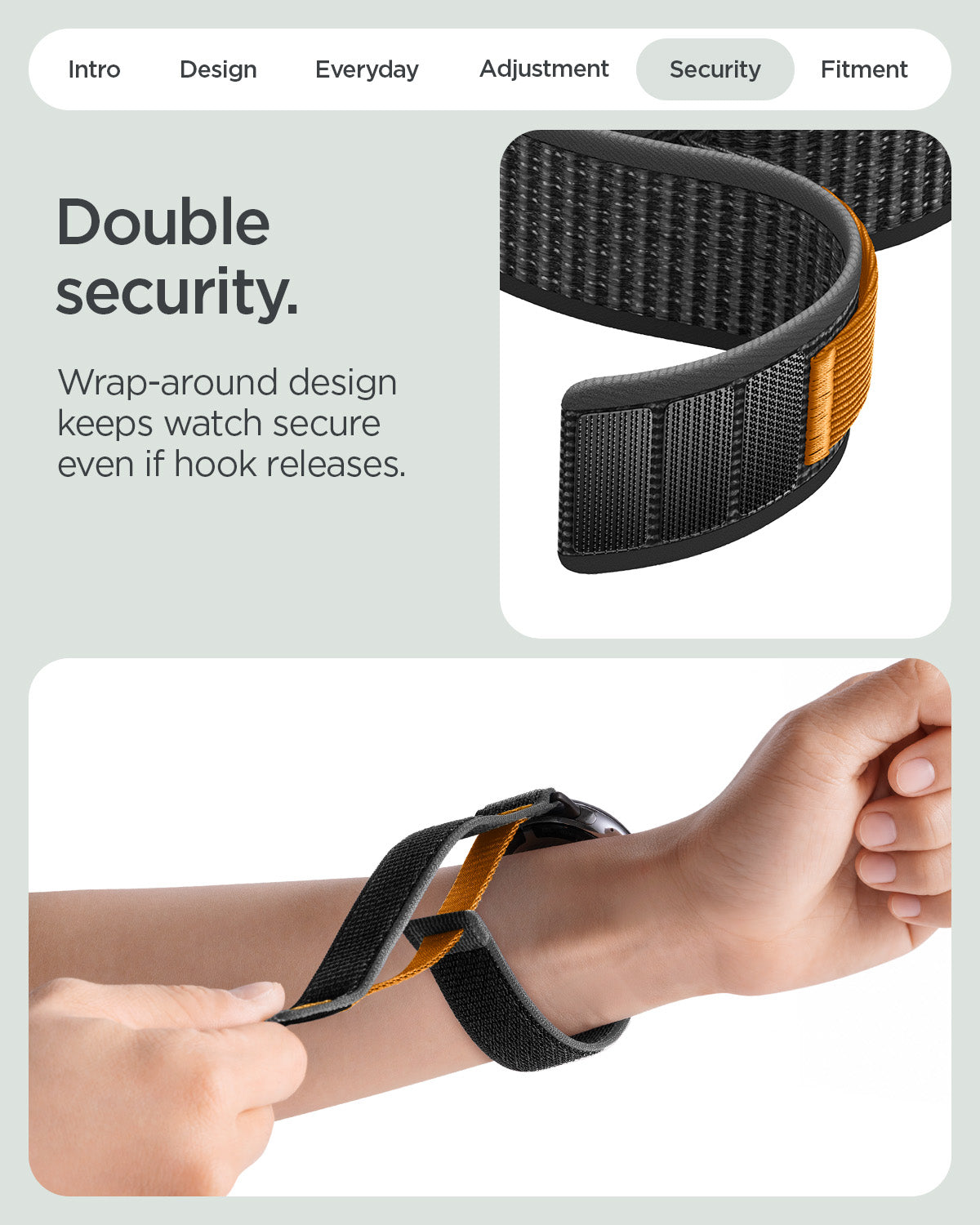 AMP11747 - Pixel Watch 5 (45mm) Athlex Air Active Black Orange wraparound construction helps keep the band securely attached during wear.