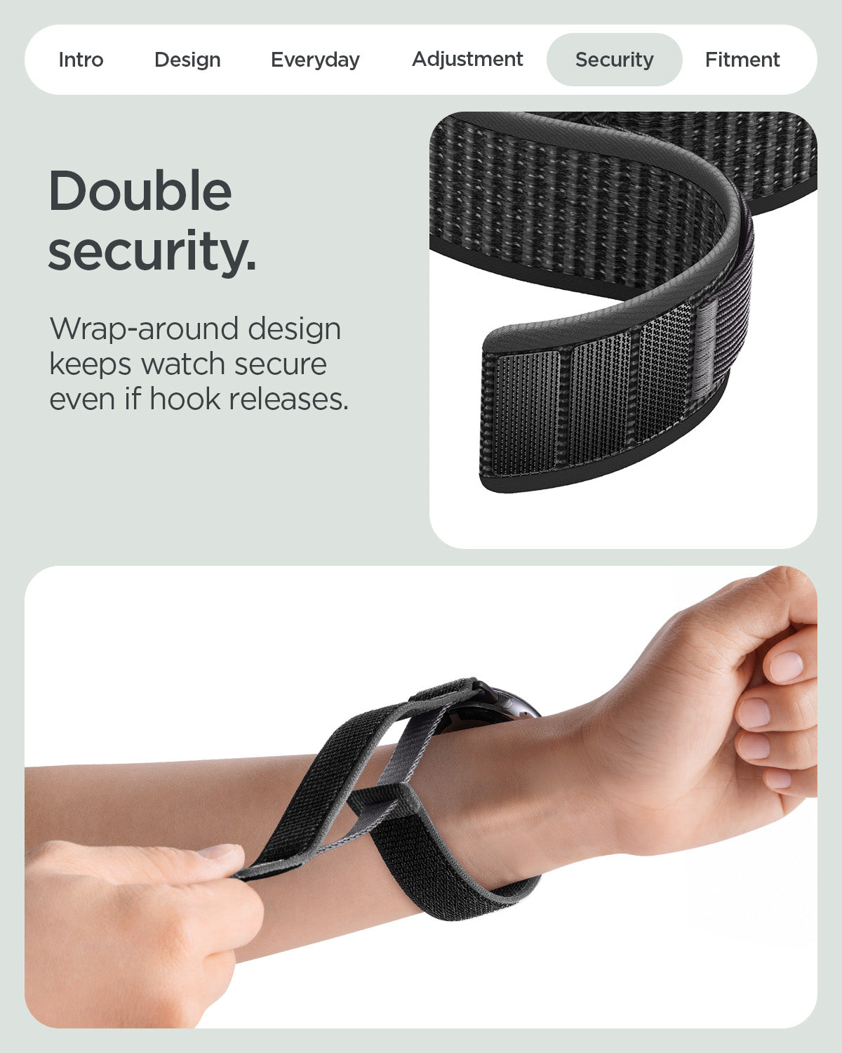 AMP11749 - Pixel Watch 5 (45mm) Athlex Air Active Black Gray wraparound construction helps keep the band securely attached during wear.