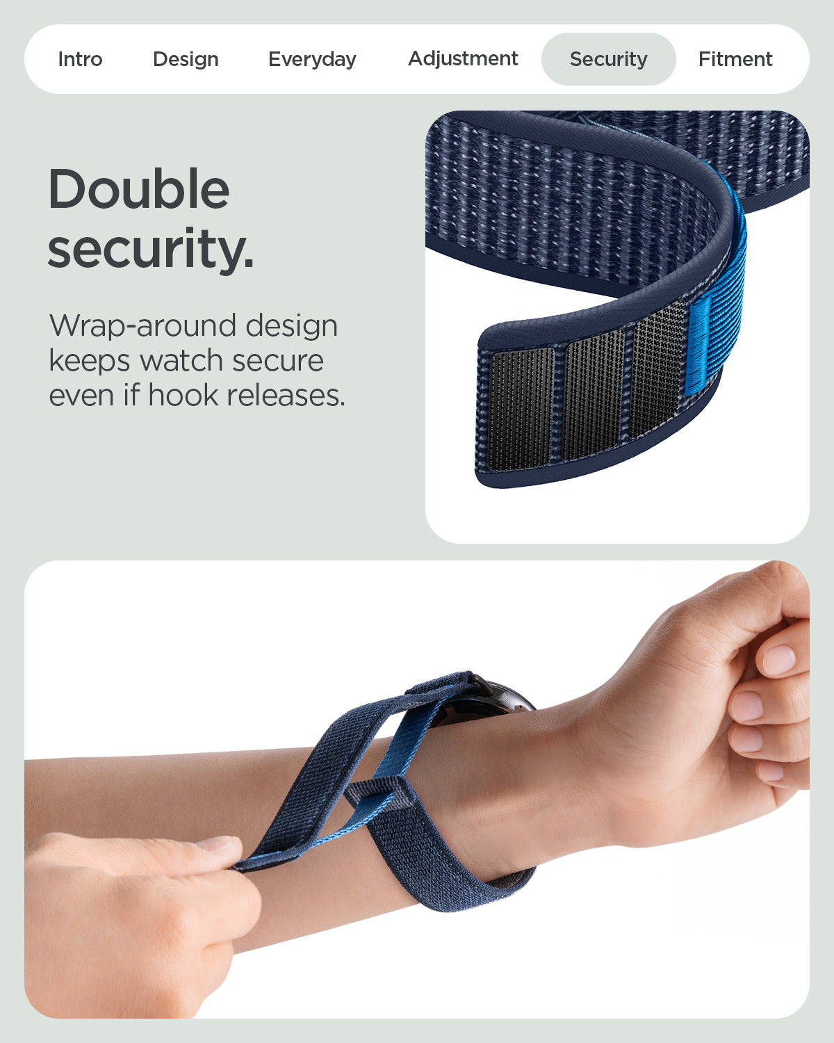 AMP11748 - Pixel Watch 5 (45mm)  Athlex Air Active Navy Blue wraparound construction helps keep the band securely attached during wear.