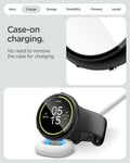 ACS11746 - Pixel Watch 5 (45mm) Thin Fit 360 Black front, side, and protective case views highlight the slim profile, wireless charging compatibility, integrated tempered glass screen protector, and secure all-around protection.