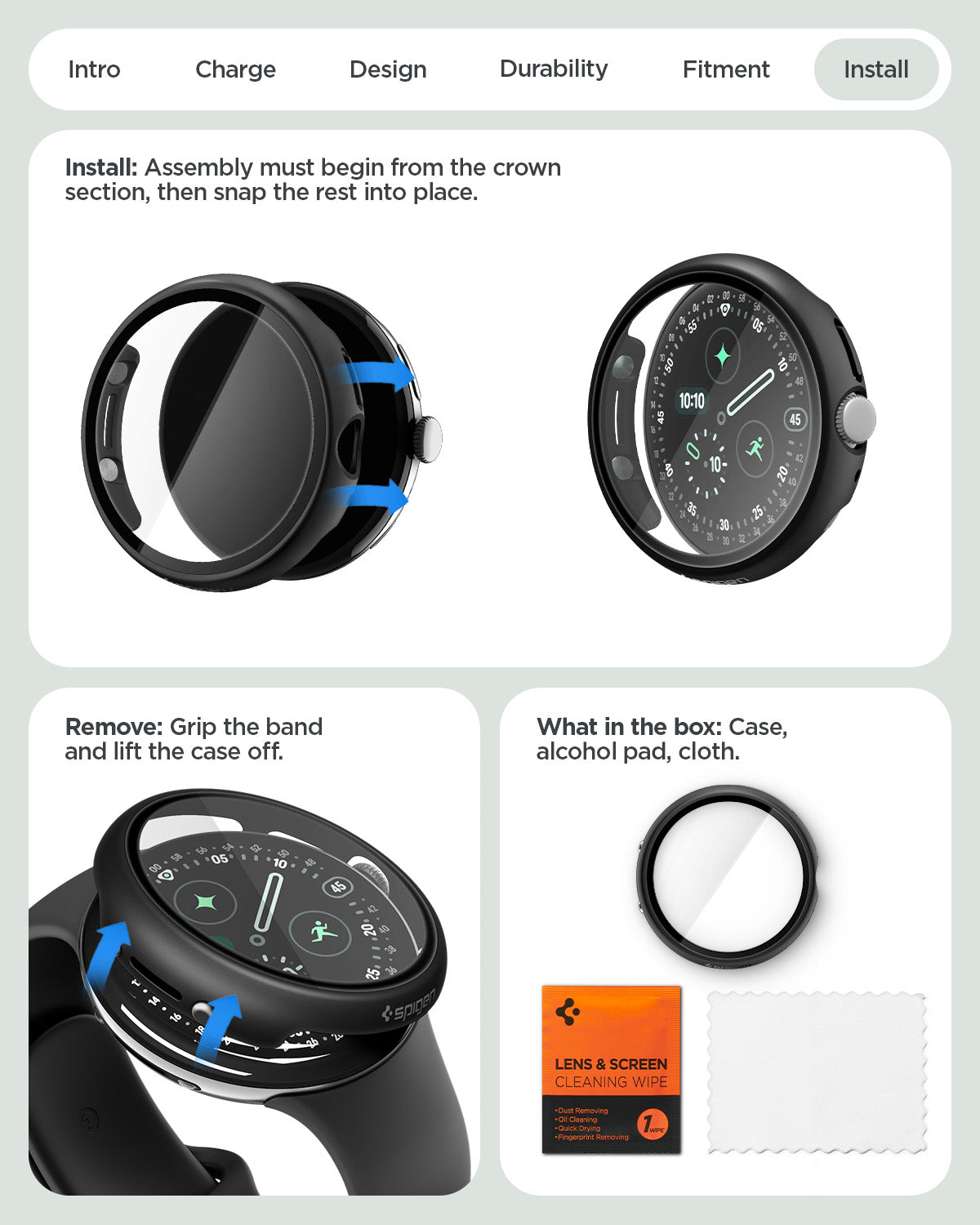ACS11746 - Pixel Watch 5 (45mm) Thin Fit 360 Black durable construction helps protect against scratches, bumps, and everyday wear.