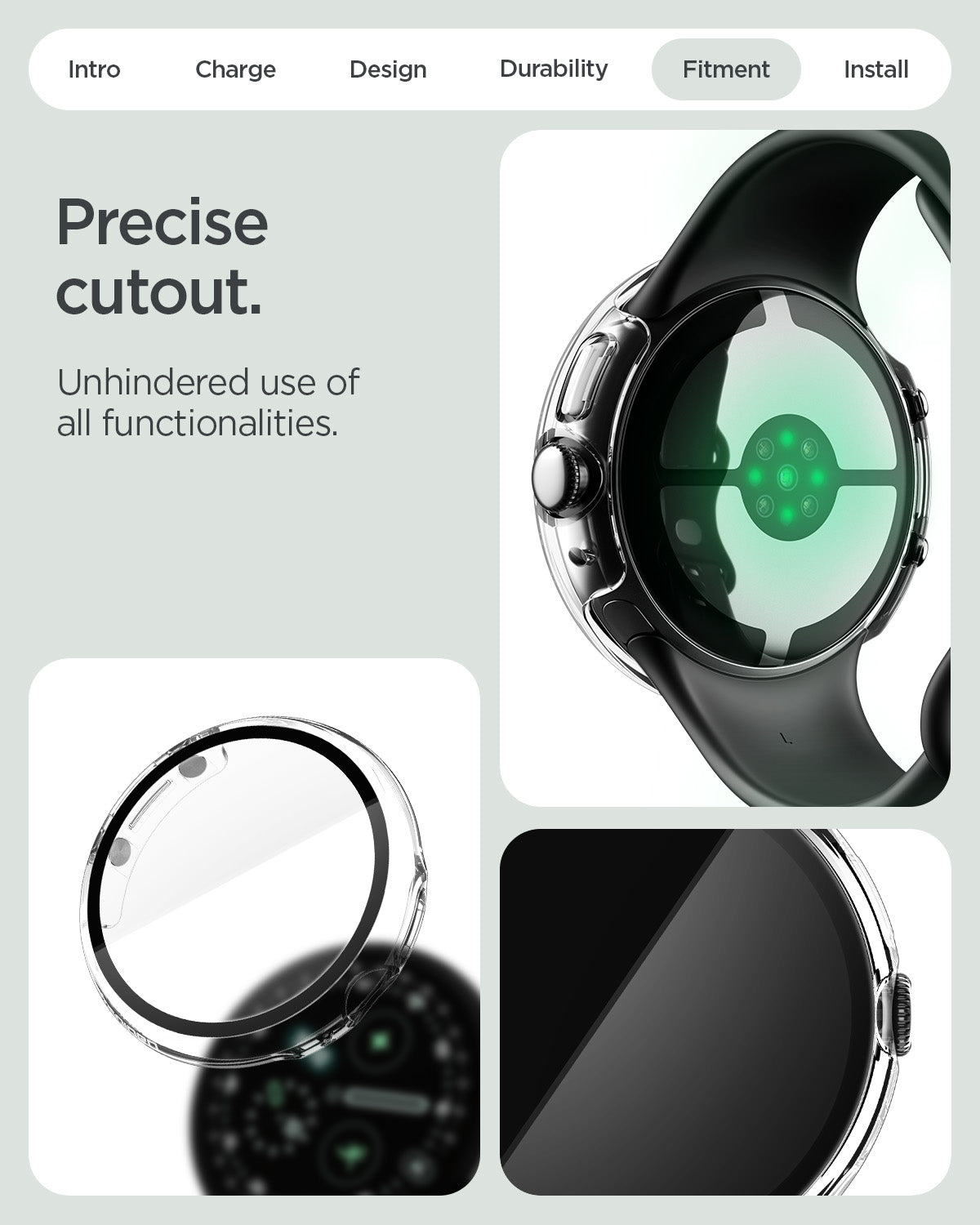 ACS11960 - Pixel Watch 5 (41mm) Thin Fit 360 Crystal Clear snap-on design installs securely while maintaining a slim profile.